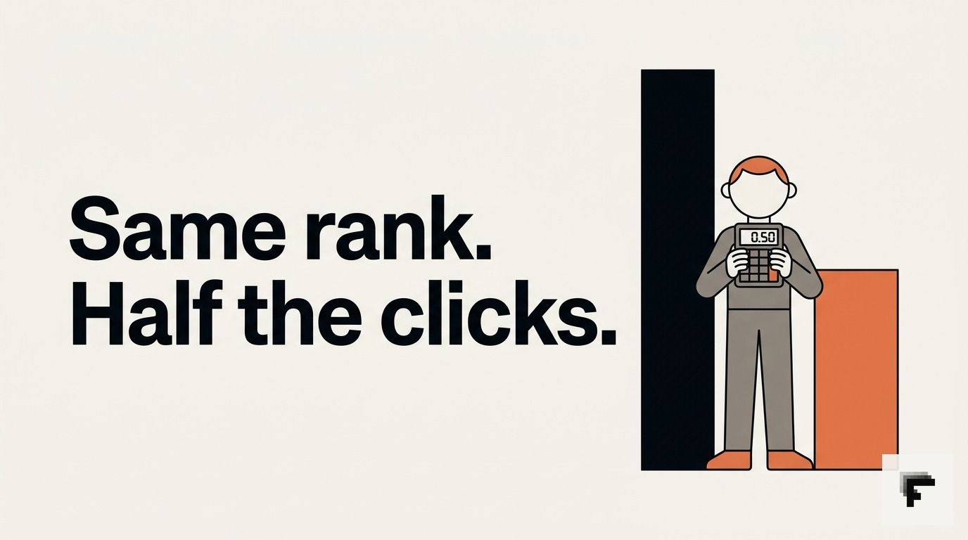 Same rank. Half the clicks — cover image for: AI Overviews on 48% of searches: the organic CTR cost