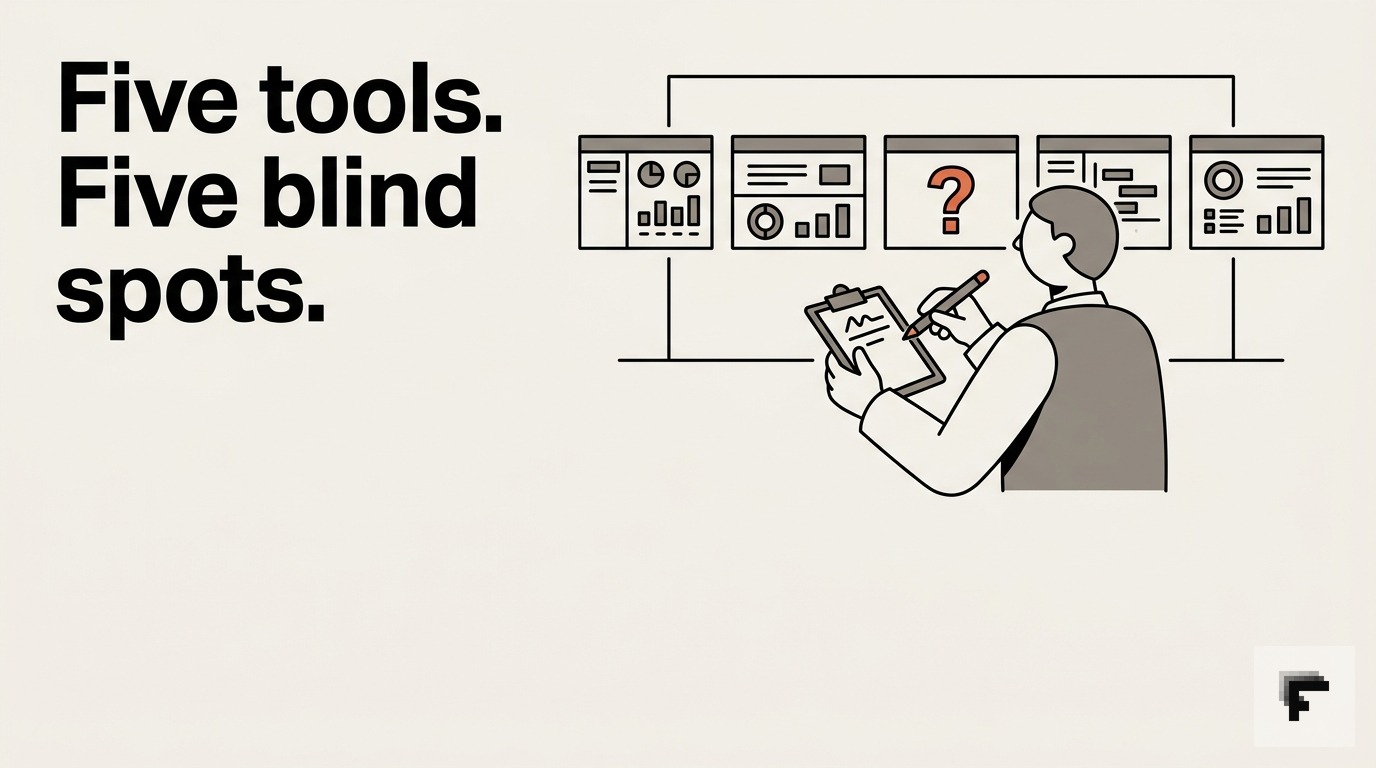 Five tools. Five blind spots — cover image for: Five GEO tracking tools reviewed: what each one misses